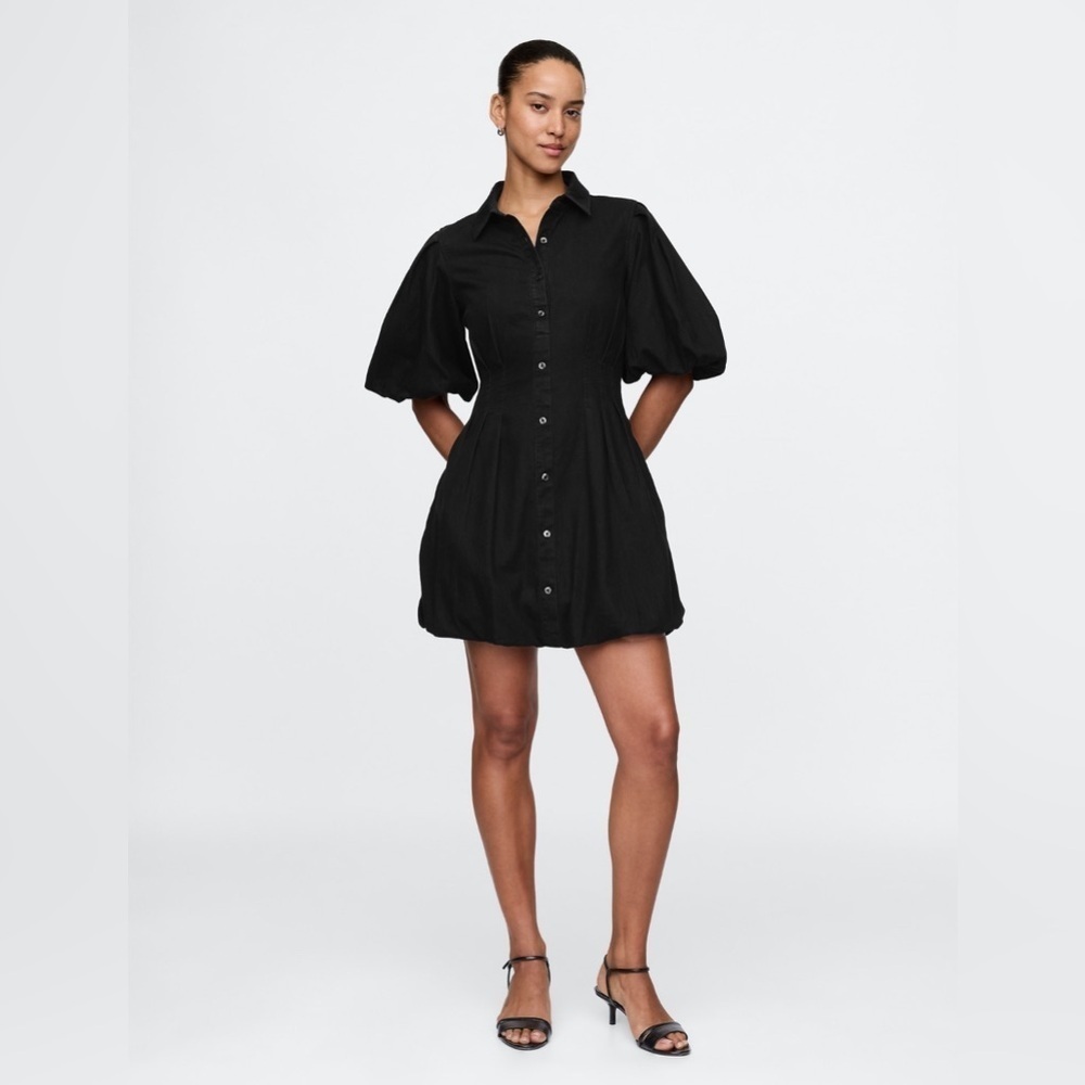 NWT! Gap Black Bubble Mini Shirtdress - Size XS🧱